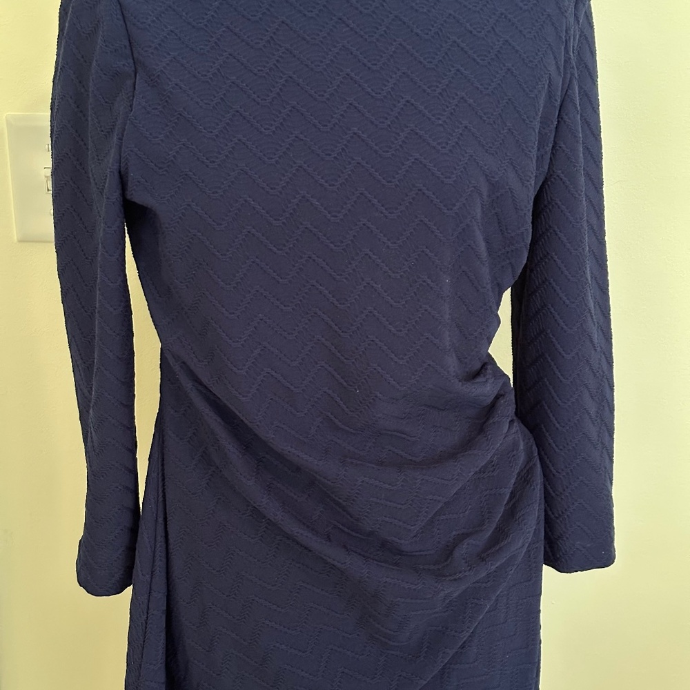 🛍️ CHAPS Navy Blue Textured Sheath Dress - Size 12